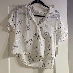 White and black stars blouse